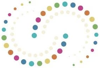 Logo Terres d'arts, spirale de points colorés
